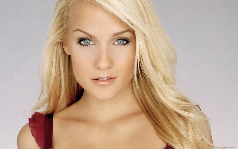 blonde woman with blue eyes