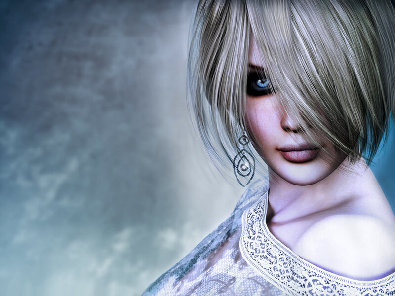 blonde woman with blue eyes
