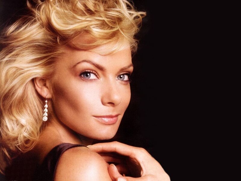 blonde woman with blue eyes