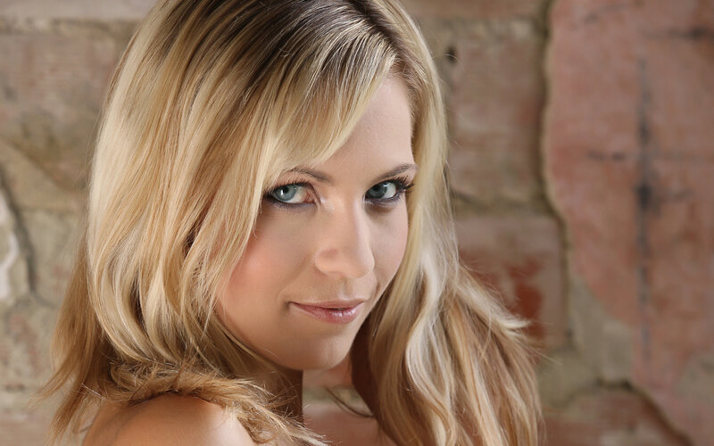 blonde woman with blue eyes