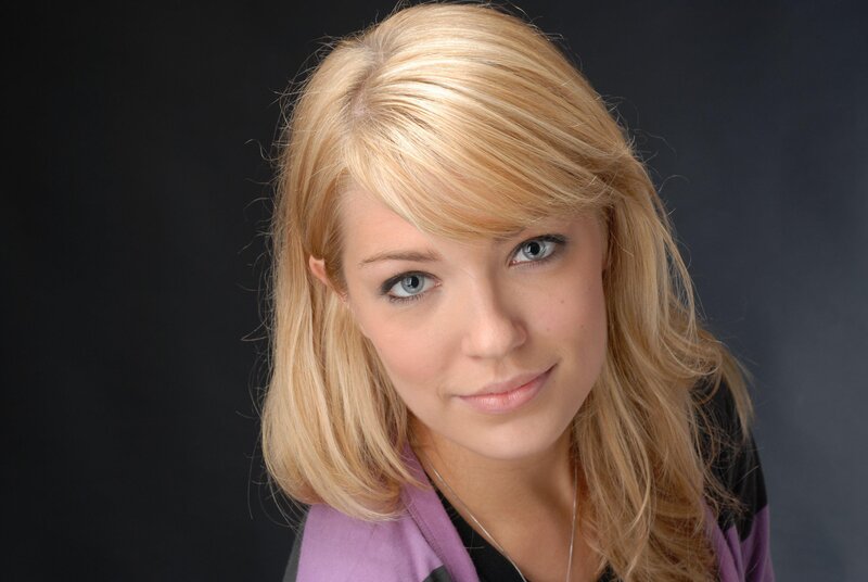 blonde woman with blue eyes