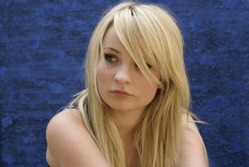 blonde woman with blue eyes