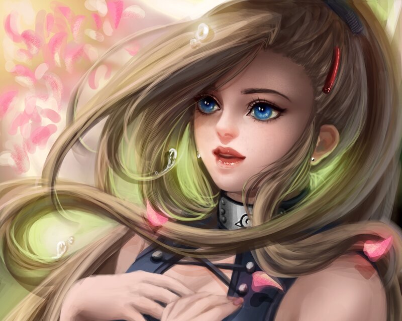 Blonde Woman with Blue Eyes — Brown