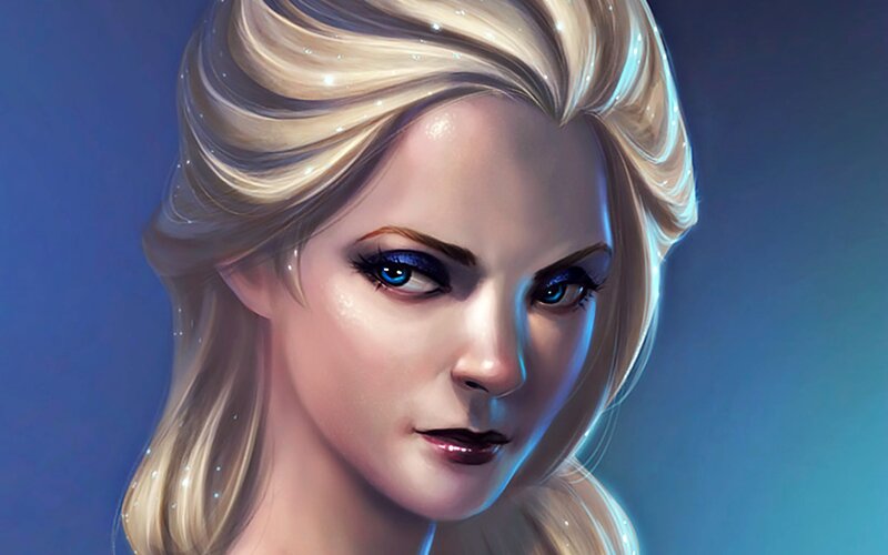 Blonde Woman with Blue Eyes — Dramatic, Digital Art, Blue Eyes