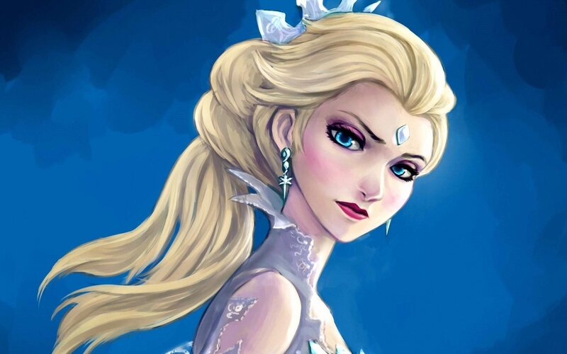 Blonde Woman with Blue Eyes — Dramatic, Digital Art, Crown