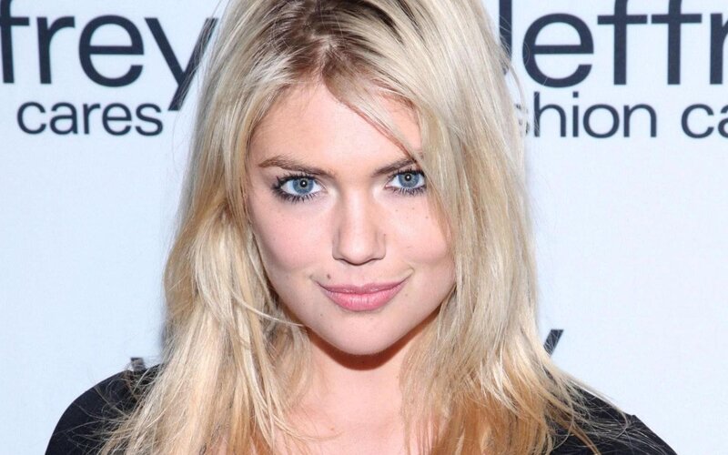 Blonde Woman with Blue Eyes — Neutral, Photograph, Black Top, Backdrop, White