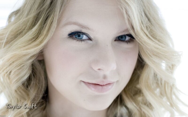 Blonde Woman with Blue Eyes — White, Calm, Photograph