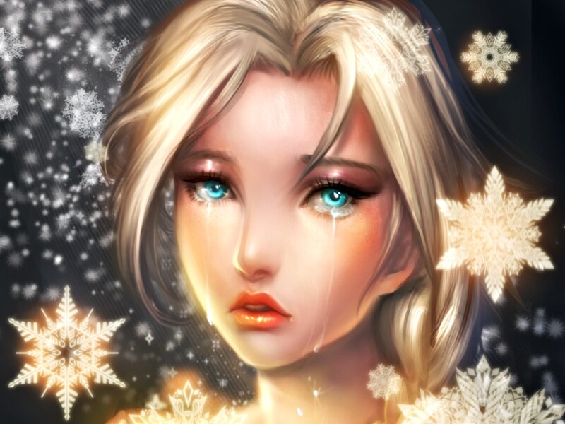 Blonde Woman with Blue Eyes — White, Dramatic, Winter