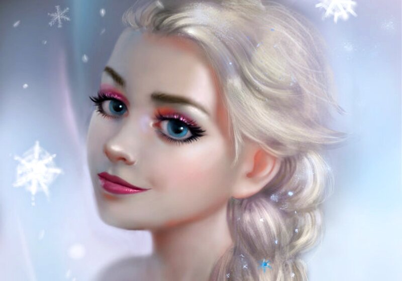 Blonde Woman with Blue Eyes — White, Serene, Winter