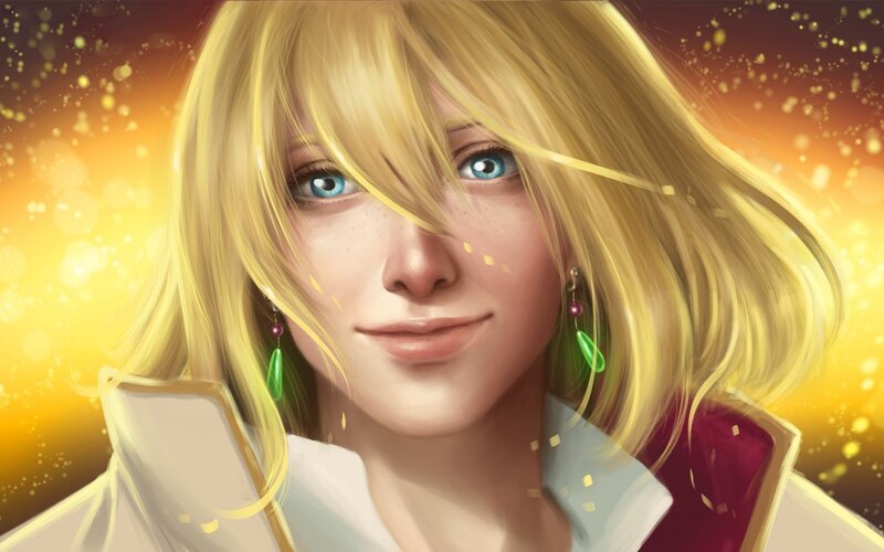 Blonde Woman with Blue Eyes — Yellow, Dramatic