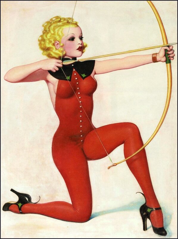 blonde woman with bow and arrow