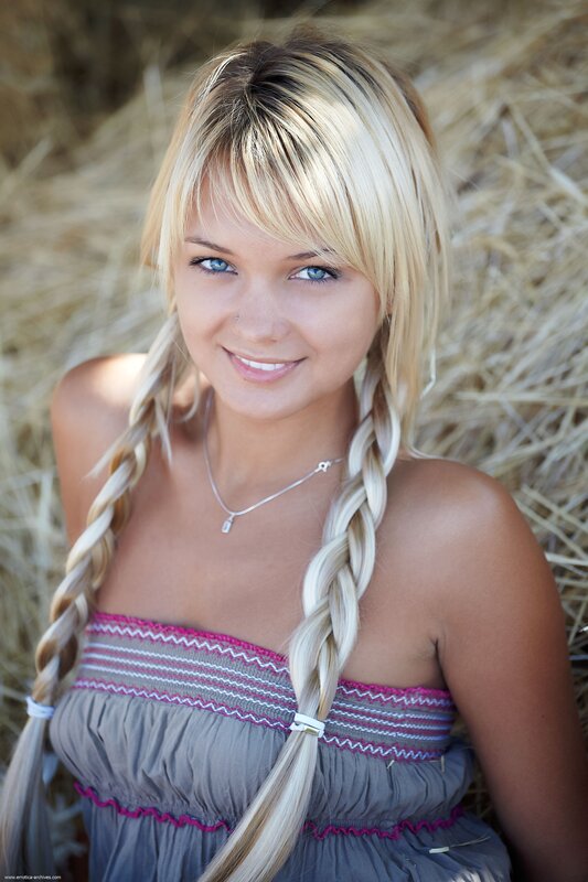 Blonde woman with braids