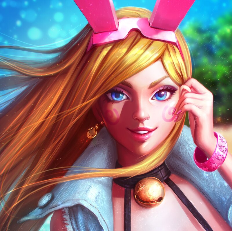 Blonde Woman with Bunny Ears