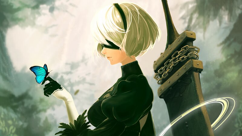 Blonde Woman with Butterfly — Green