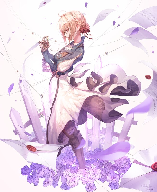 Blonde Woman with Camera — Purple
