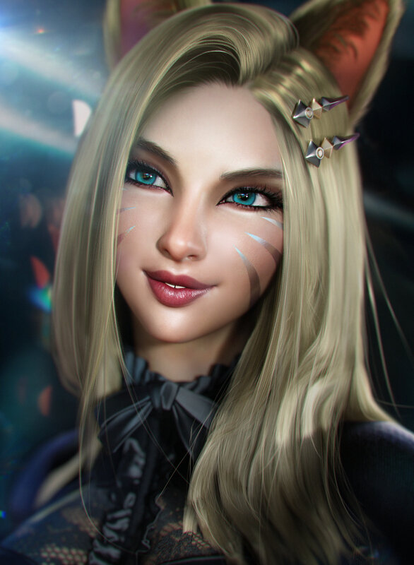 Blonde Woman with Cat Ears — Dramatic