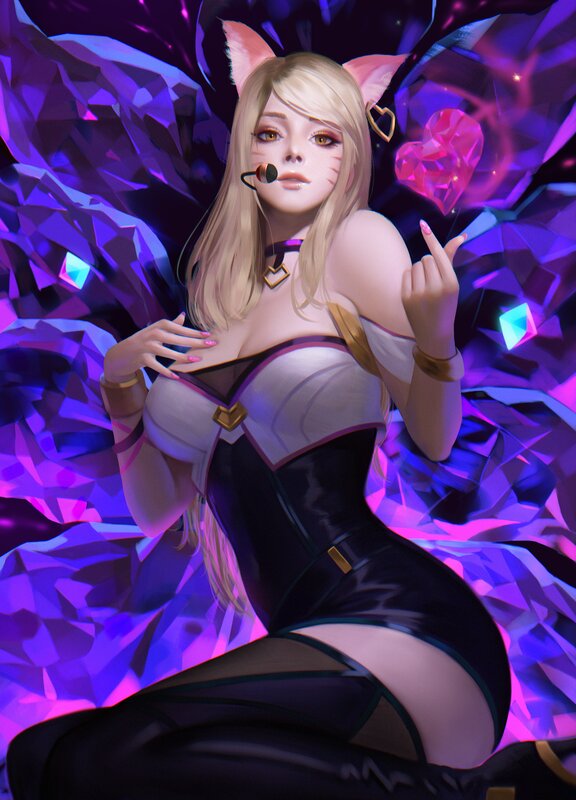 Blonde Woman with Cat Ears — Purple