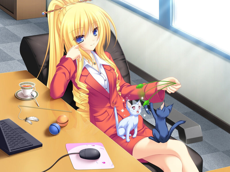 Blonde Woman with Cats