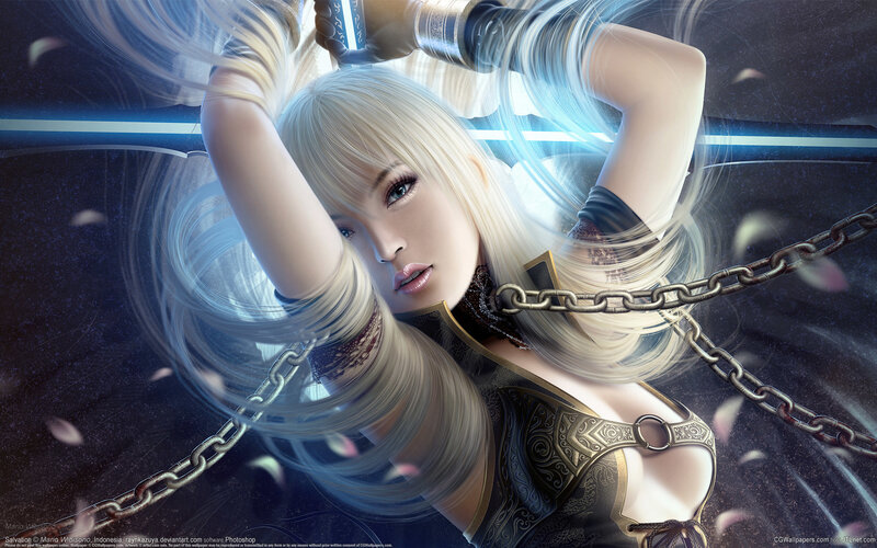 Blonde Woman with Chains — Black