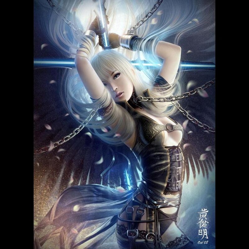 Blonde Woman with Chains — Blue