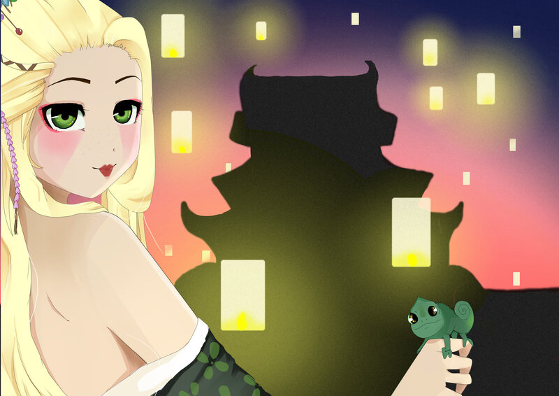 Blonde Woman with Chameleon