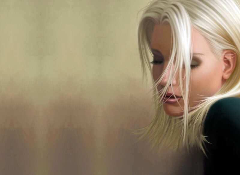 blonde woman with closed eyes