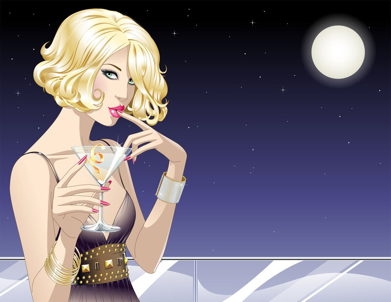 Blonde Woman with Cocktail