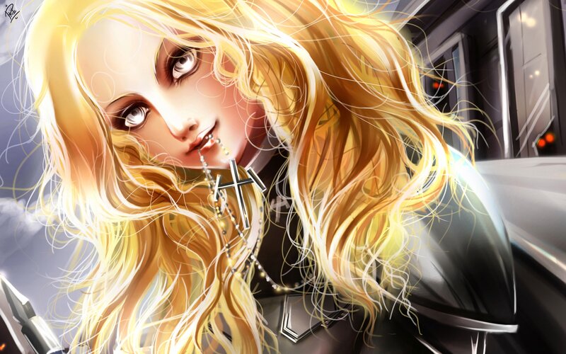 Blonde Woman with Cross