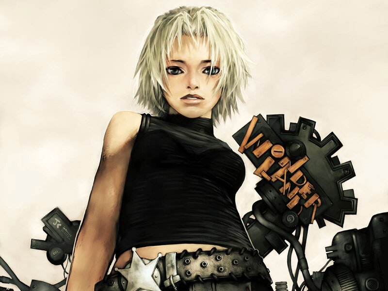 Blonde Woman with Cybernetic Arm — Black