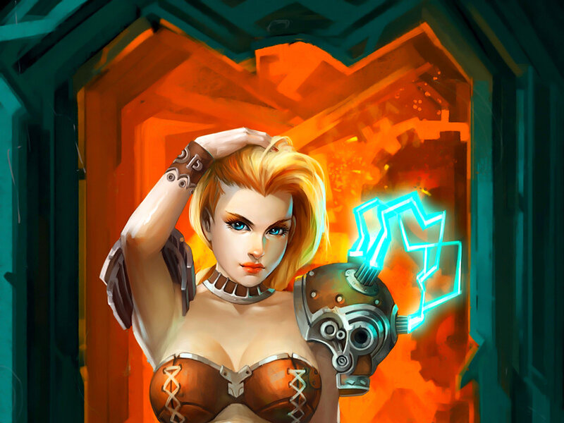 Blonde Woman with Cybernetic Arm — Orange