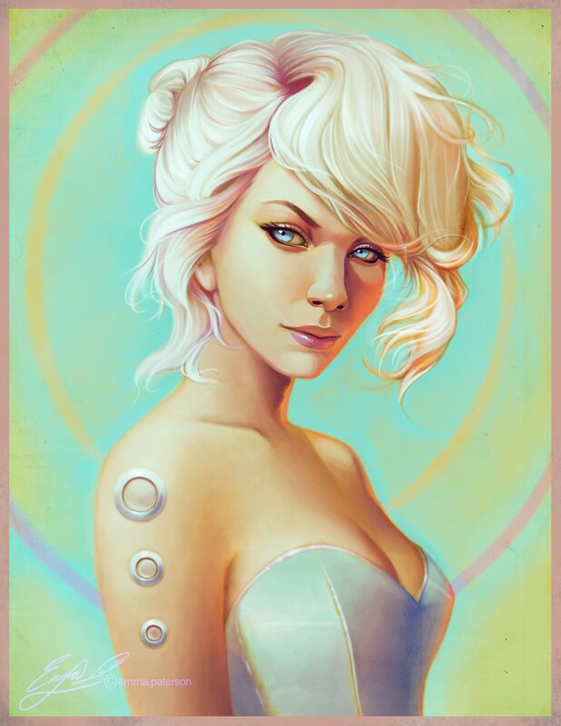 Blonde woman with cybernetic implants