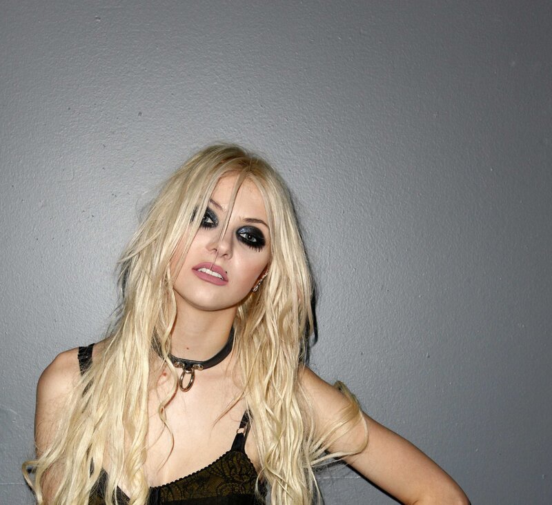 blonde woman with dark makeup