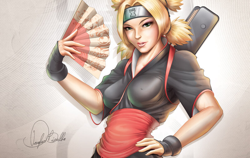 Blonde Woman with Fan — Black