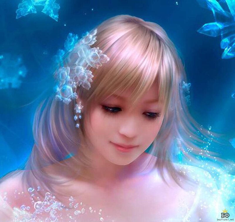 Blonde Woman with Flowers — Blue