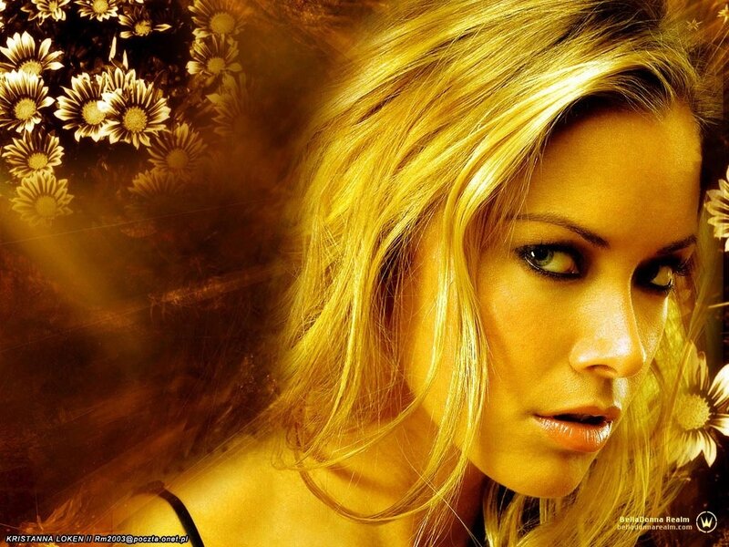 Blonde Woman with Flowers — Gold