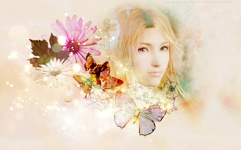 Blonde Woman with Flowers — Pink
