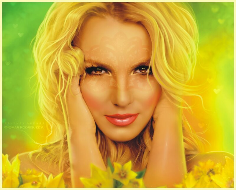 Blonde Woman with Flowers — Yellow