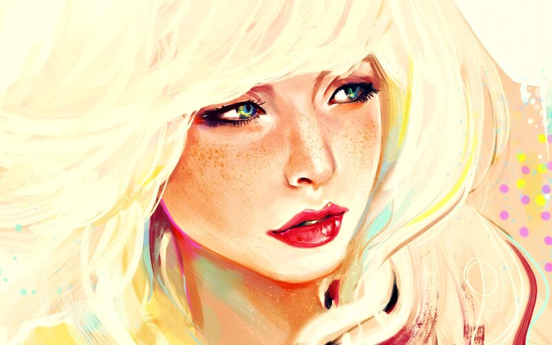 Blonde Woman with Freckles — Yellow