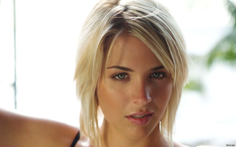 blonde woman with green eyes