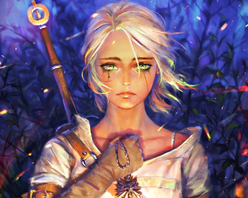 Blonde Woman with Green Eyes — Blue, Dramatic