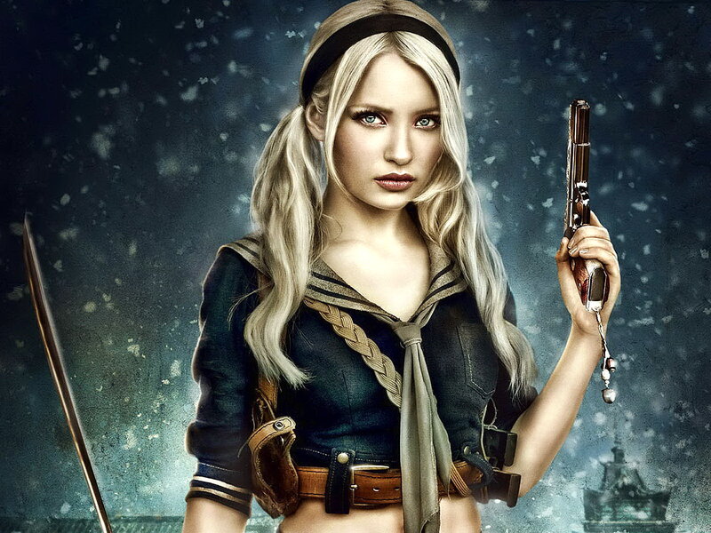 blonde woman with gun