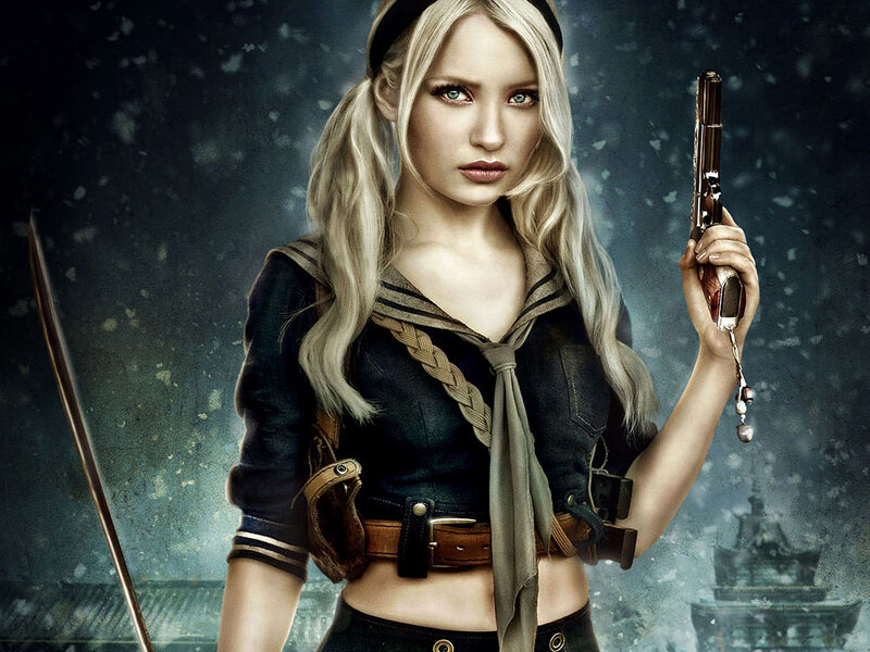 Blonde woman with gun