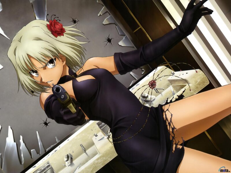 Blonde Woman with Gun — Black