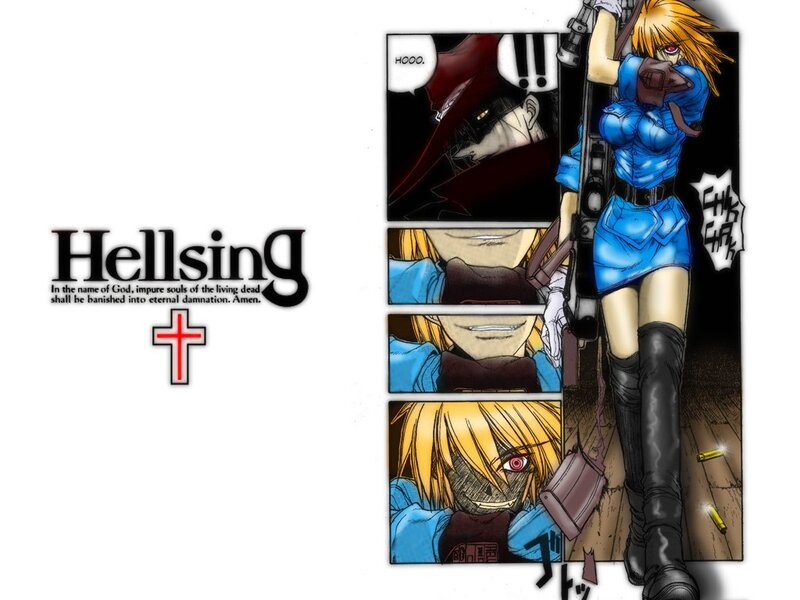 Blonde Woman with Gun — Blue, Dramatic, Manga