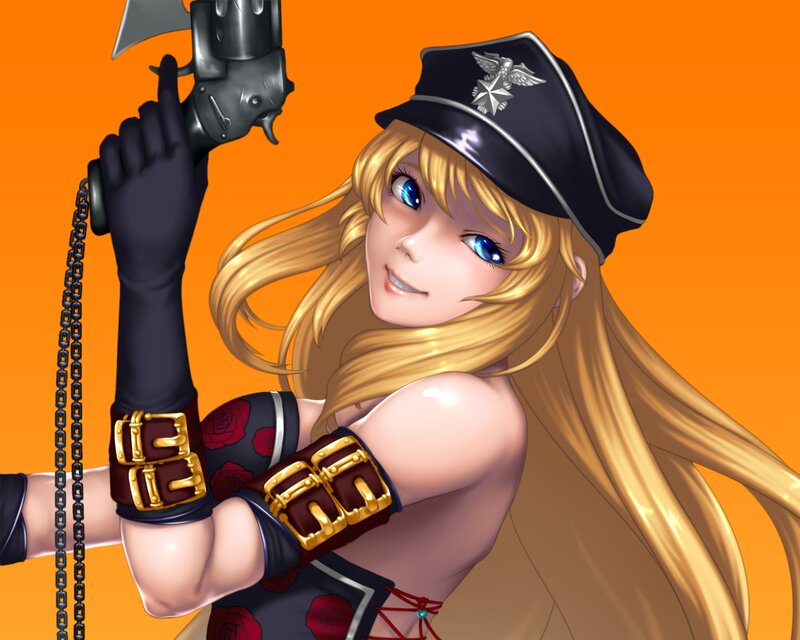 Blonde Woman with Gun — Orange