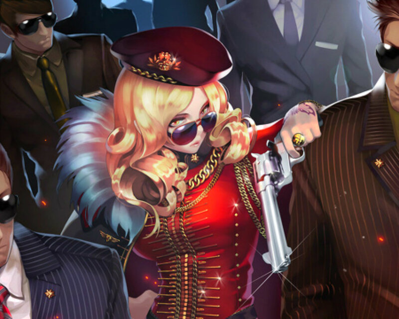 Blonde Woman with Gun — Red