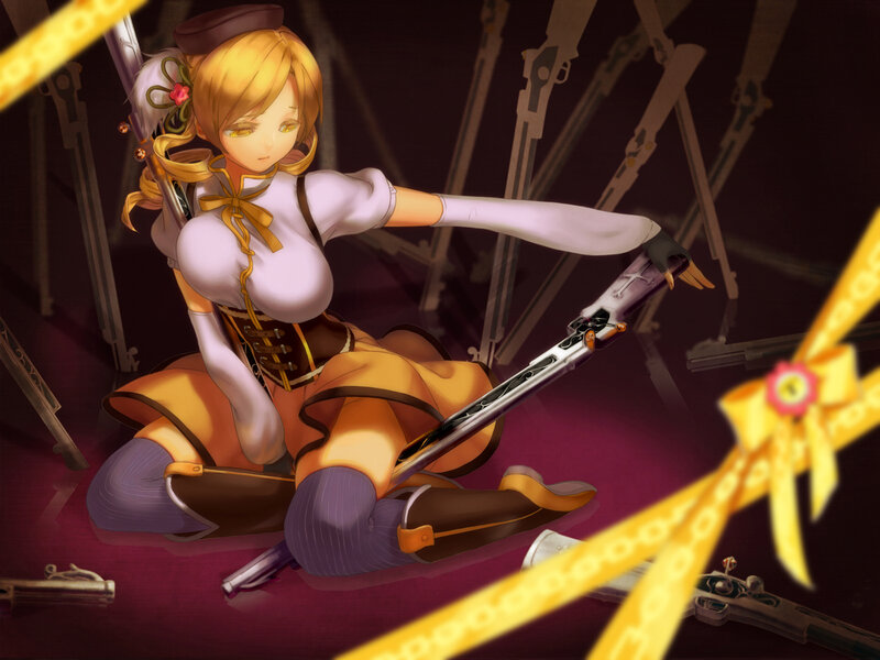 Blonde Woman with Gun — Yellow, Dramatic