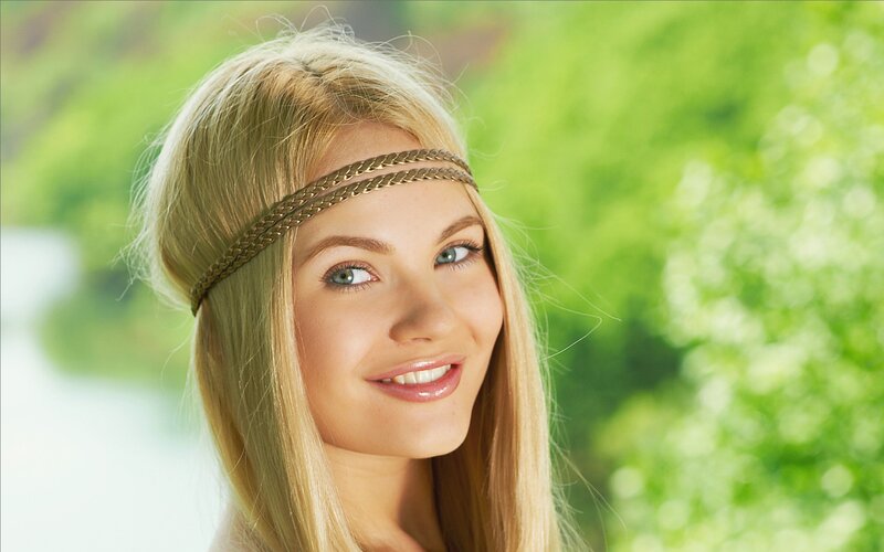 blonde woman with headband
