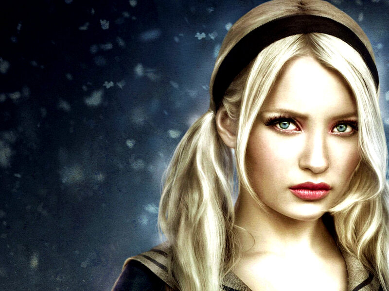 Blonde Woman with Headband — Blue