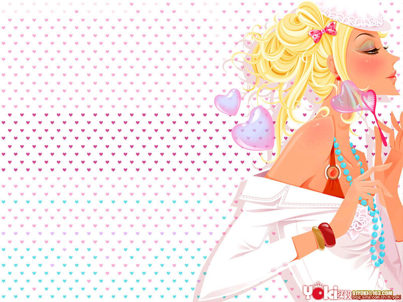 Blonde Woman with Heart Balloons